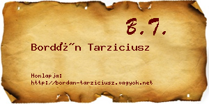Bordán Tarziciusz névjegykártya